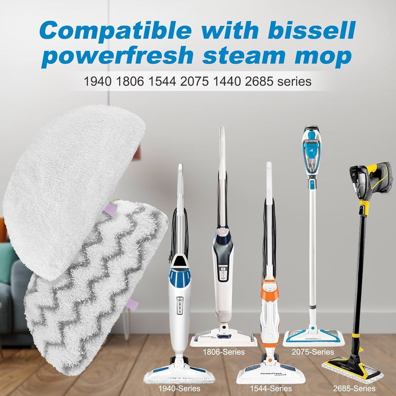 BeiLan Steam Mop Pads for Bissell Powerfresh Steam Cleaner 1940 1806 1544 1440 2075A 2685A 19402 19404 19408 19409 1940A 1940F 1940Q 1940T 1940W - Microfiber Replacement Pad Reusable Washable - 8 Packs - Image 2